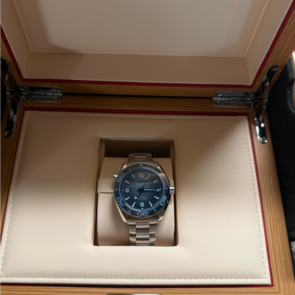 Silver Watch with Blue Dial